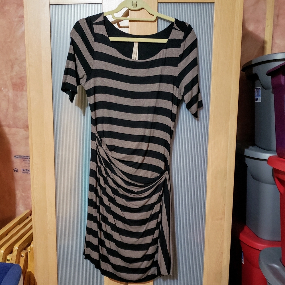 Bailey 44 Black Brown Striped Dress Size M